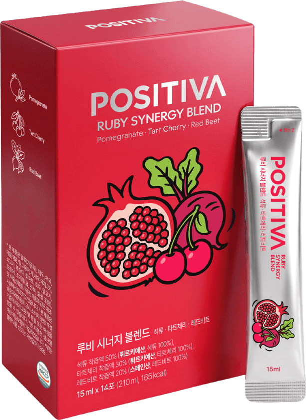 루비 시너지 블렌드 단상자와 스틱